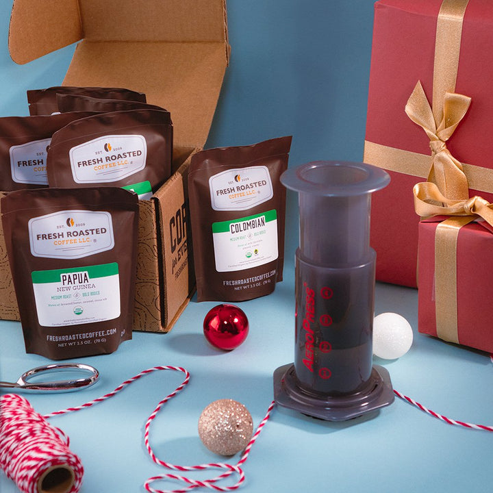 Aeropress + Organic Single-Origin Medium Roast Six-Pack - Coffee Gift Set