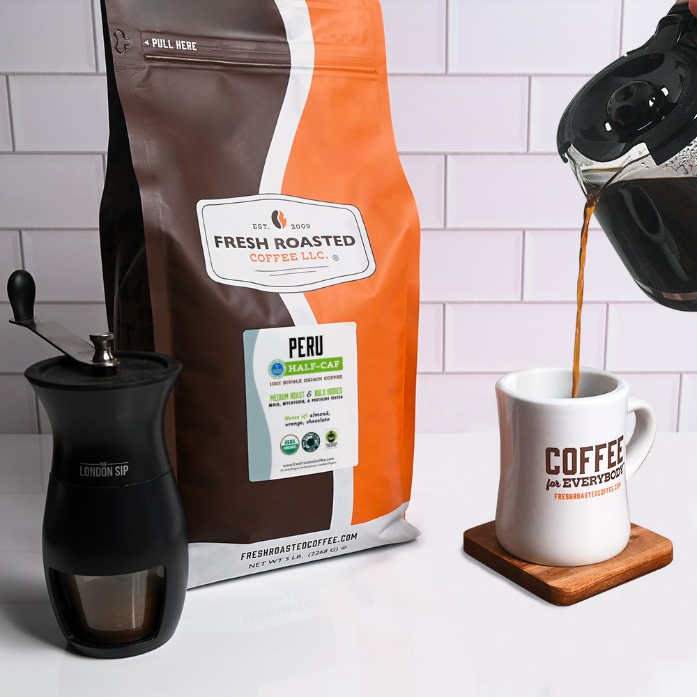 Organic Peru Water-Processed Half Caf - Roasted Coffee