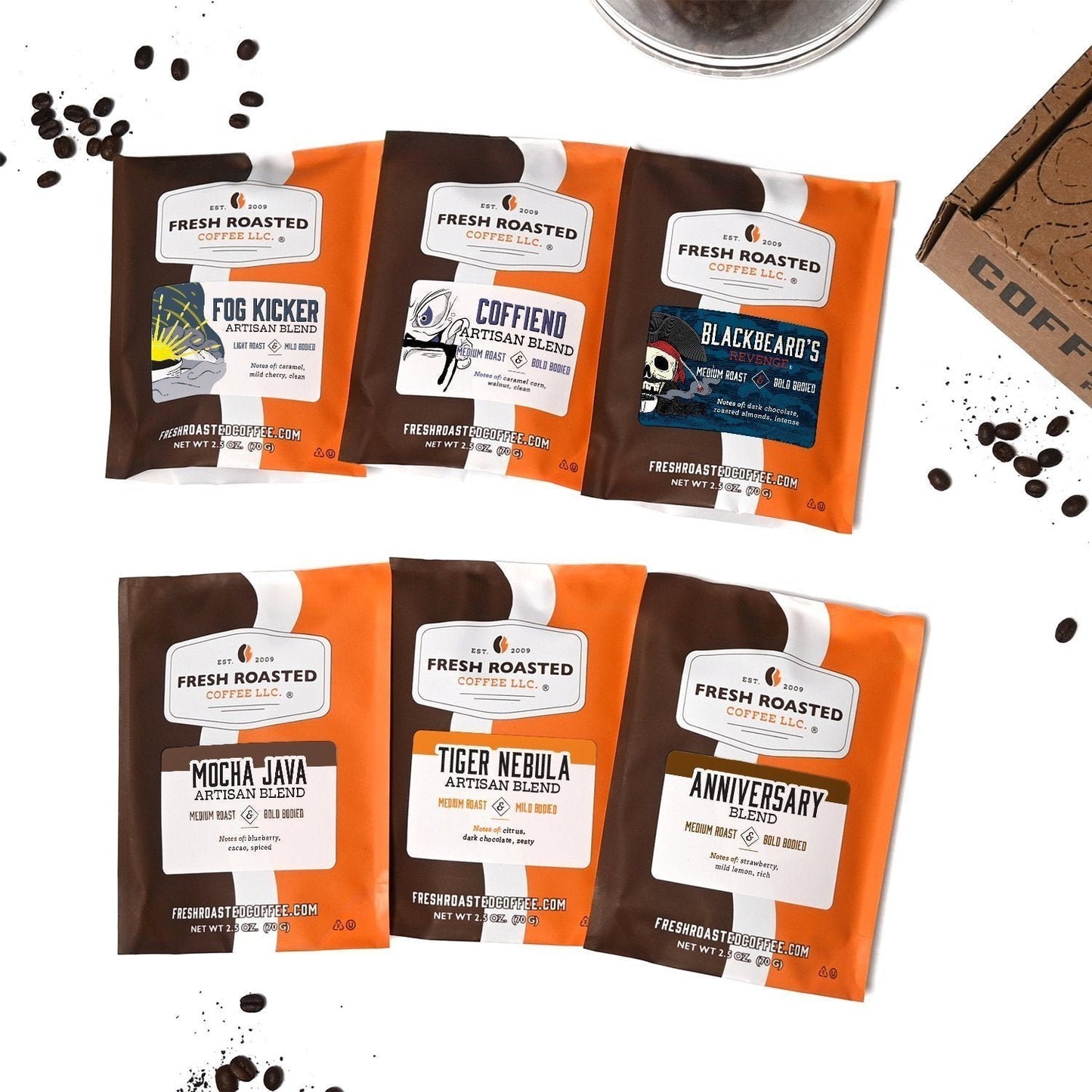Fresh Roasted Six Pack Sampler - Artisan Blends