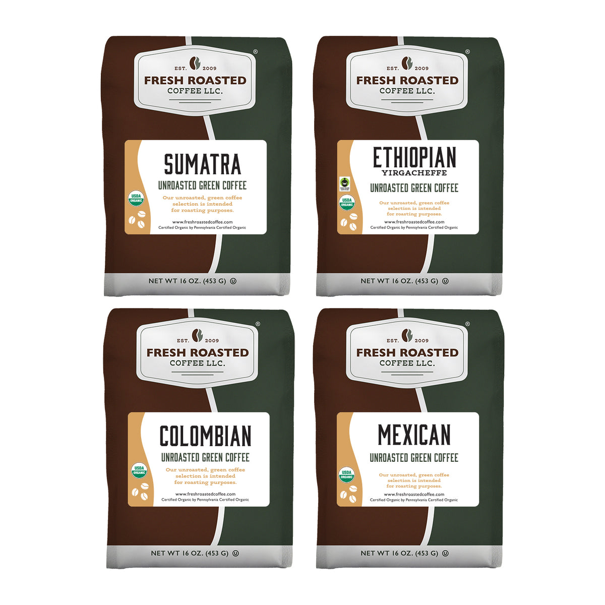 Unroasted Organic Explorer Sampler - Home Roaster's Starter Kit